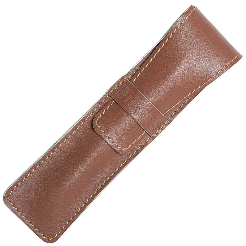 DiLoro Full Grain Genuine Leather Single Pen Case Sleeve Pencil Holder Pouch (Buffalo Sepia Tan) - Image 2